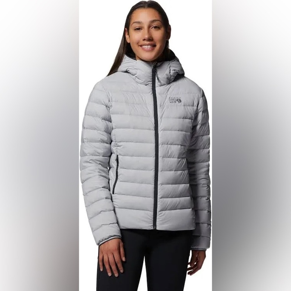 Mountain Hardwear Women's Deloro Down Full Zip Hoody Jacket in Gray